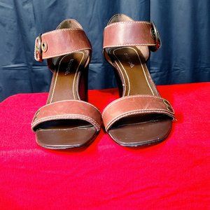 Brown leather heels